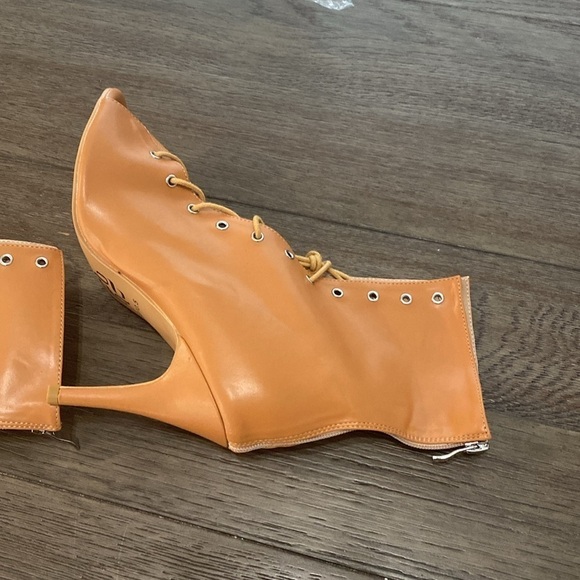 NWT BURJU Sofiya Nude Open Toe Lace Up Ankle Boots | Size 10.5 - Picture 9 of 9